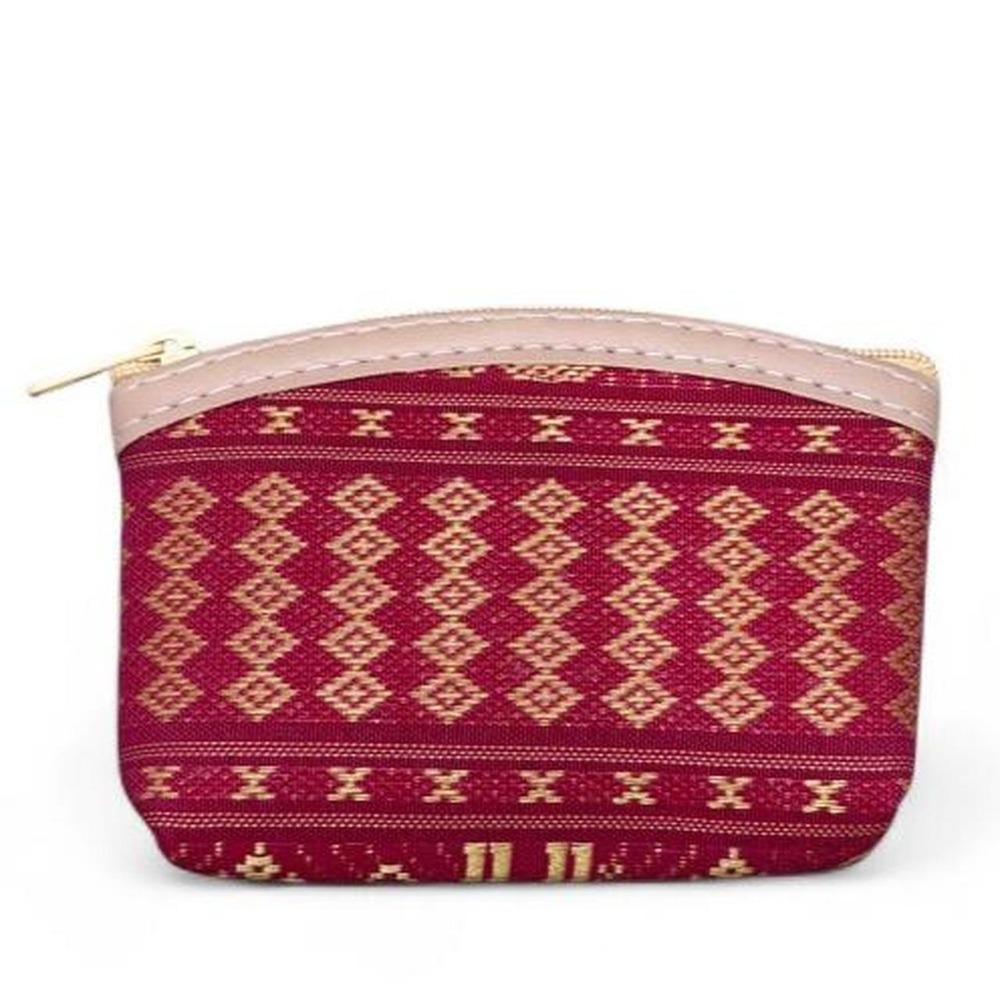 Boho Ethnic Coin Purse Mini Traditional Geometric Elephant Southeast Asian Thai